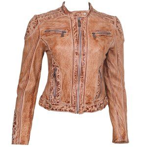 WOMEN'S BIKER LEATHER MOTORCYCLE JACKET